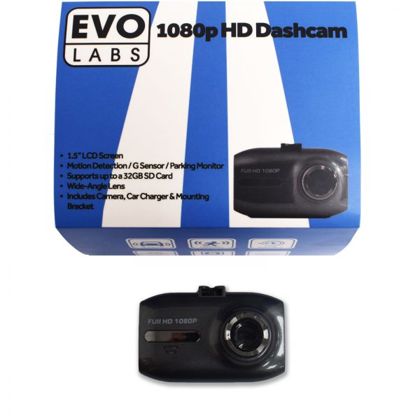 Evo Labs C200 1080p Full HD Dashcam With Motion detection Includes Suction Mount