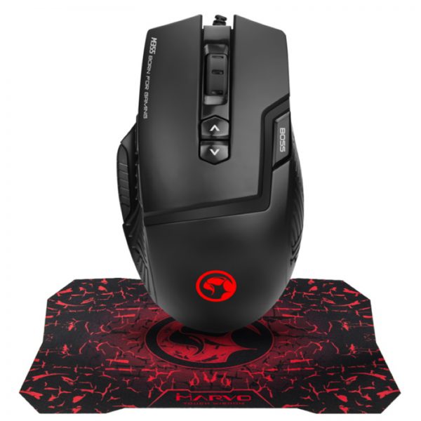 Marvo Scorpion M355 USB 7 Colour LED Black Programmable Gaming Mouse with G1 Small Gaming Mouse Pad - Image 3